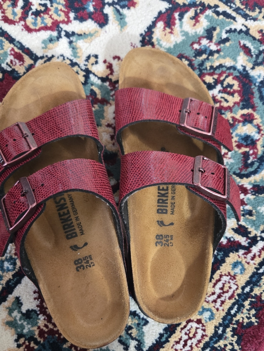 Birkenstock Arizona Sandals in Red Snake-Print